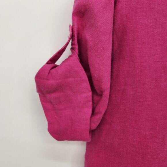Lauren Ralph Lauren Hot Pink 100% Linen Long Roll Tab Sleeve Blouse Women's S - Picture 2 of 9